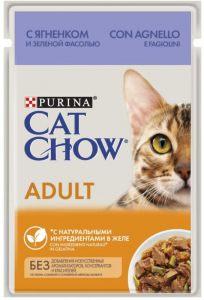 Cat Chow Adult с Ягненком и Зеленой фасолью в желе